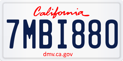 CA license plate 7MBI880