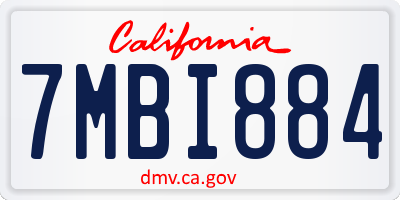 CA license plate 7MBI884