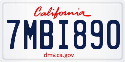 CA license plate 7MBI890