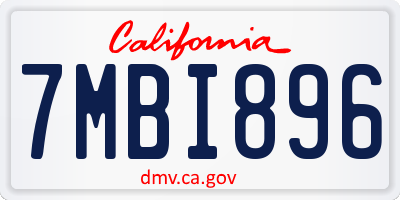 CA license plate 7MBI896