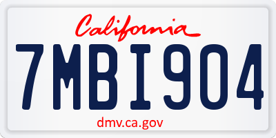 CA license plate 7MBI904