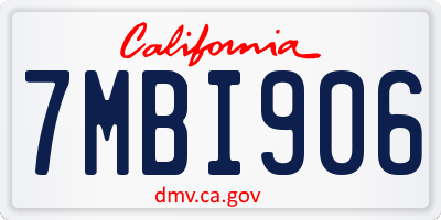 CA license plate 7MBI906
