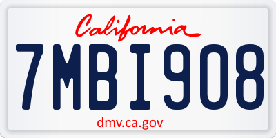 CA license plate 7MBI908