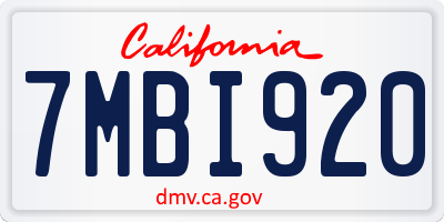 CA license plate 7MBI920