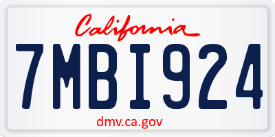 CA license plate 7MBI924