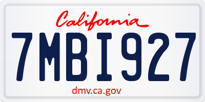 CA license plate 7MBI927