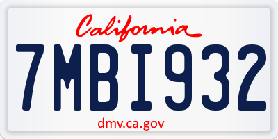 CA license plate 7MBI932