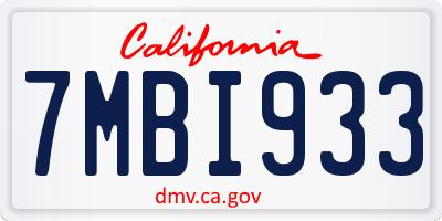 CA license plate 7MBI933