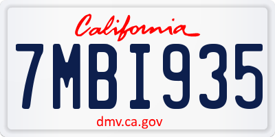 CA license plate 7MBI935