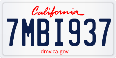 CA license plate 7MBI937