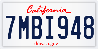 CA license plate 7MBI948