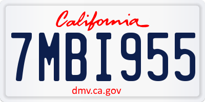CA license plate 7MBI955