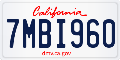 CA license plate 7MBI960