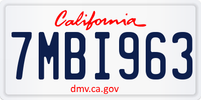 CA license plate 7MBI963