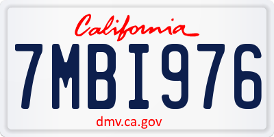 CA license plate 7MBI976