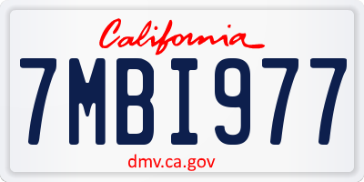 CA license plate 7MBI977