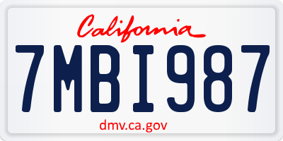 CA license plate 7MBI987