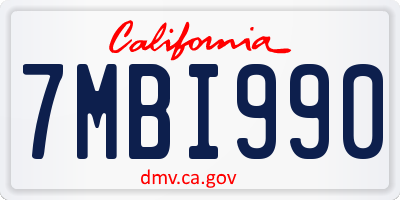 CA license plate 7MBI990