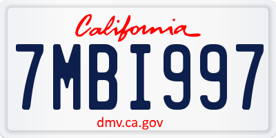 CA license plate 7MBI997