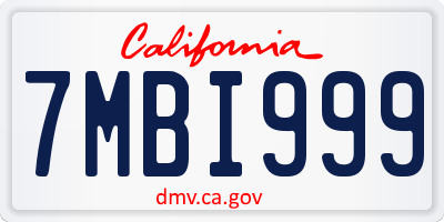 CA license plate 7MBI999