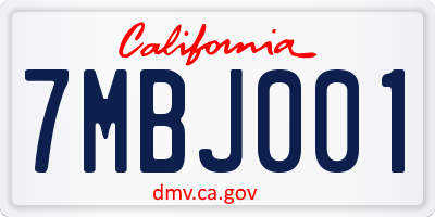 CA license plate 7MBJ001