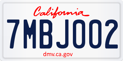 CA license plate 7MBJ002