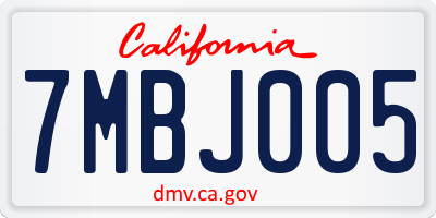 CA license plate 7MBJ005