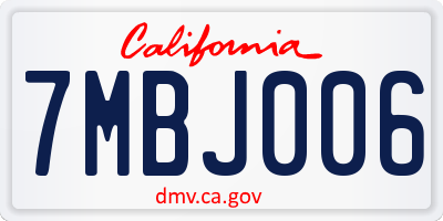 CA license plate 7MBJ006