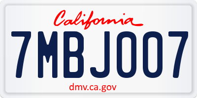 CA license plate 7MBJ007