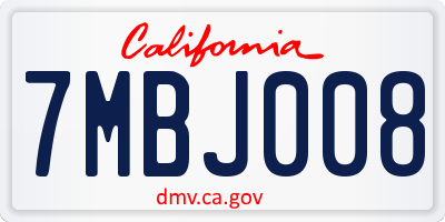 CA license plate 7MBJ008
