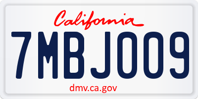 CA license plate 7MBJ009