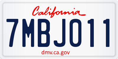 CA license plate 7MBJ011