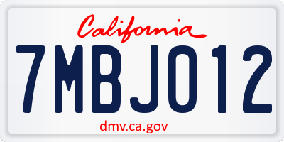 CA license plate 7MBJ012