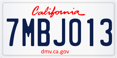 CA license plate 7MBJ013