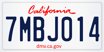CA license plate 7MBJ014