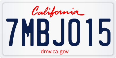 CA license plate 7MBJ015