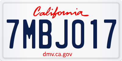 CA license plate 7MBJ017