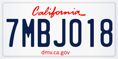 CA license plate 7MBJ018