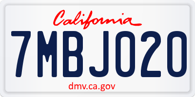 CA license plate 7MBJ020