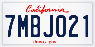 CA license plate 7MBJ021