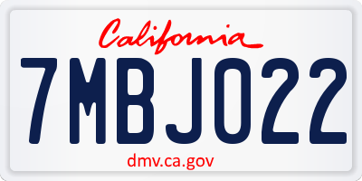 CA license plate 7MBJ022