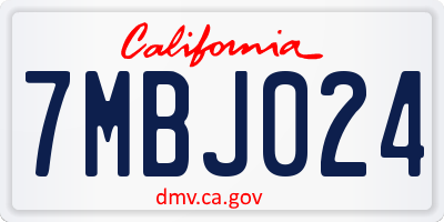 CA license plate 7MBJ024