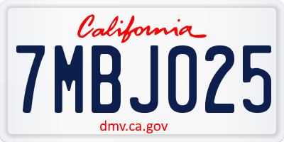 CA license plate 7MBJ025