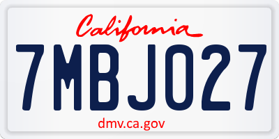 CA license plate 7MBJ027