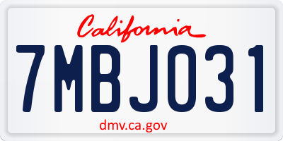 CA license plate 7MBJ031