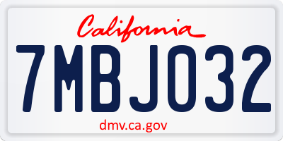 CA license plate 7MBJ032