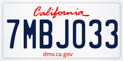 CA license plate 7MBJ033