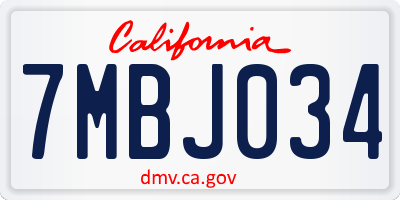 CA license plate 7MBJ034