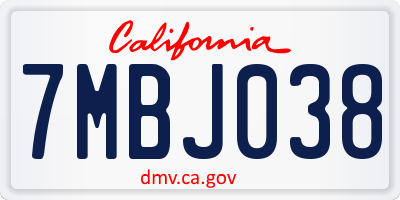 CA license plate 7MBJ038