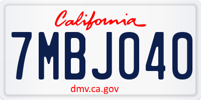 CA license plate 7MBJ040